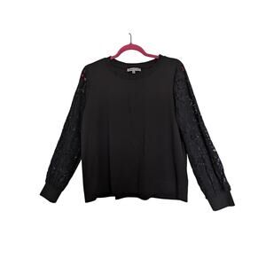 Rose + Olive Blouse Top Women XL Black Lace Long Sleeve Career Work Fairy Grunge